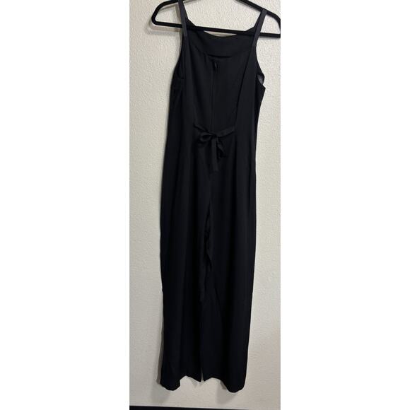 Black Satin Sleeveless Jumpsuit Vintage Formal Event Whimsigoth Women's Size 9 - Picture 2 of 12